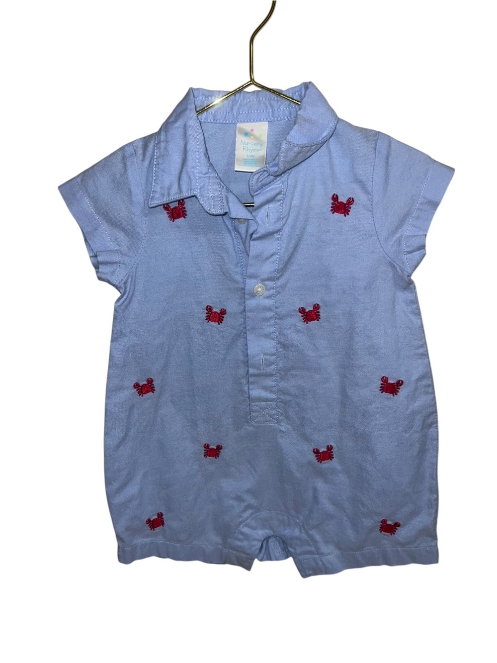 Nursery Rhyme Light Blue Shirt with Red Crab Details